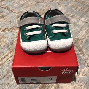 See Kai Run Green and White Baby Shoes